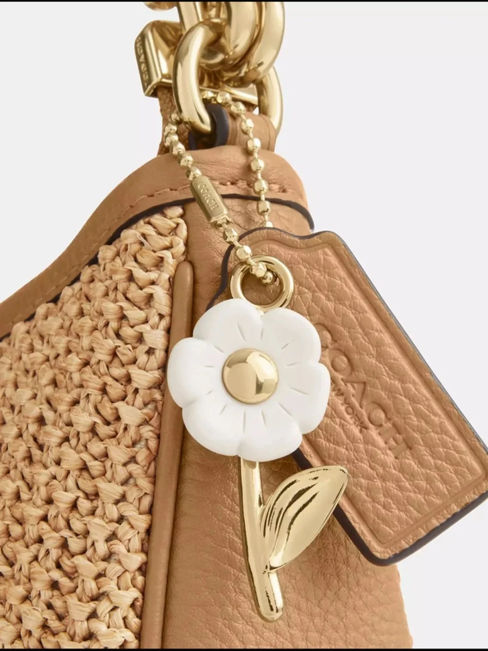 NWT COACH Teri Shoulder Bag With Charm CEC43 straw/Im/Toast Leather - Picture 5 of 7